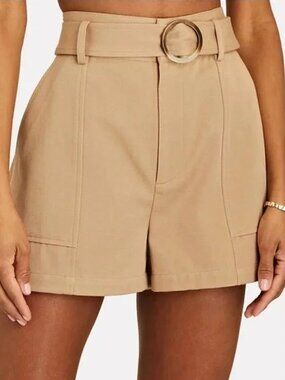 INTERMIX High Waisted Beige Cotton Twill Shorts Size 10